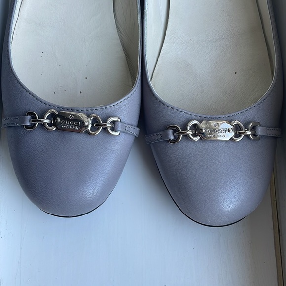 Gucci Gray Leather Flats 38.5 - Picture 2 of 6